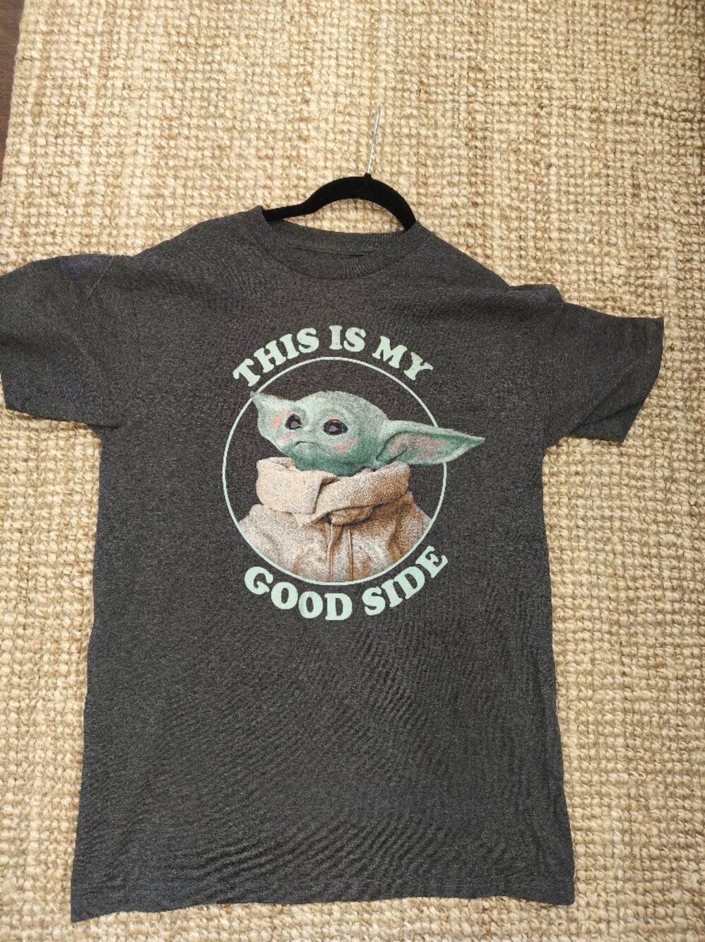Star Wars Men's Charcoal Gray 'This Is My Good Side' Baby Yoda Graphic Tee